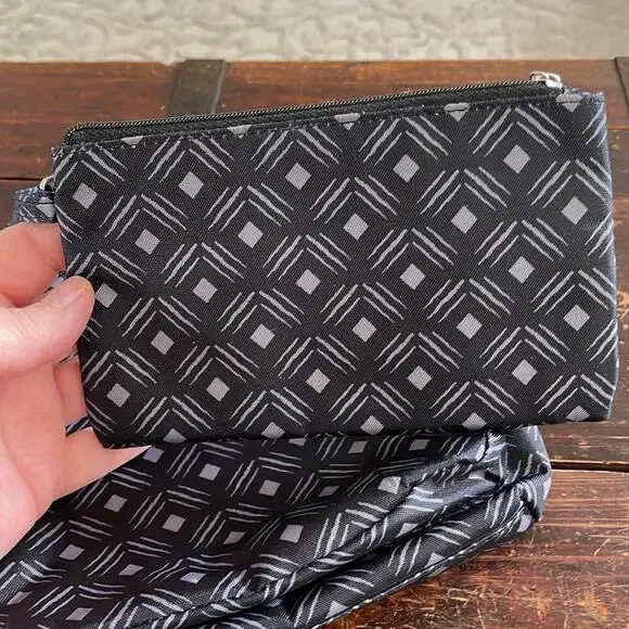 Baggallini Black Print Everywhere Crossbody Bag W/Pouch 9"x9"x2.5" - Picture 7 of 7